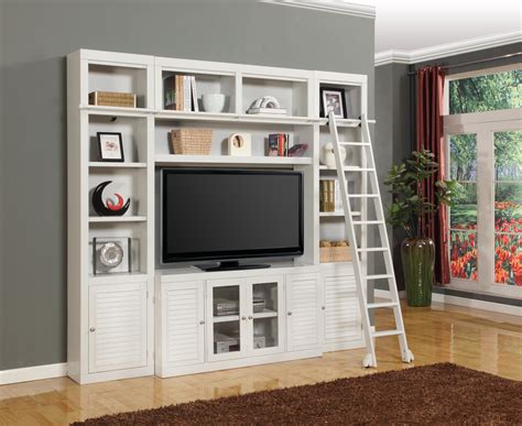 wall entertainment center with bookshelves